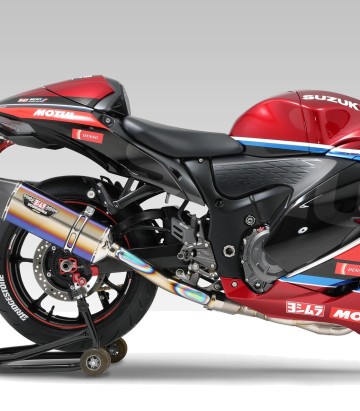 Volledig Yoshimura Hepta Force Fire Spec-uitlaatsysteem van blauw titanium met carbon eindkap voor Suzuki Hayabusa (21-25) 110-5