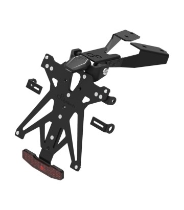 Portamatrículas Regulable LighTech con Luz, Catadióptrico y Soporte de Intermitentes Racing en Negro para CFMOTO NK 650 (21-24)