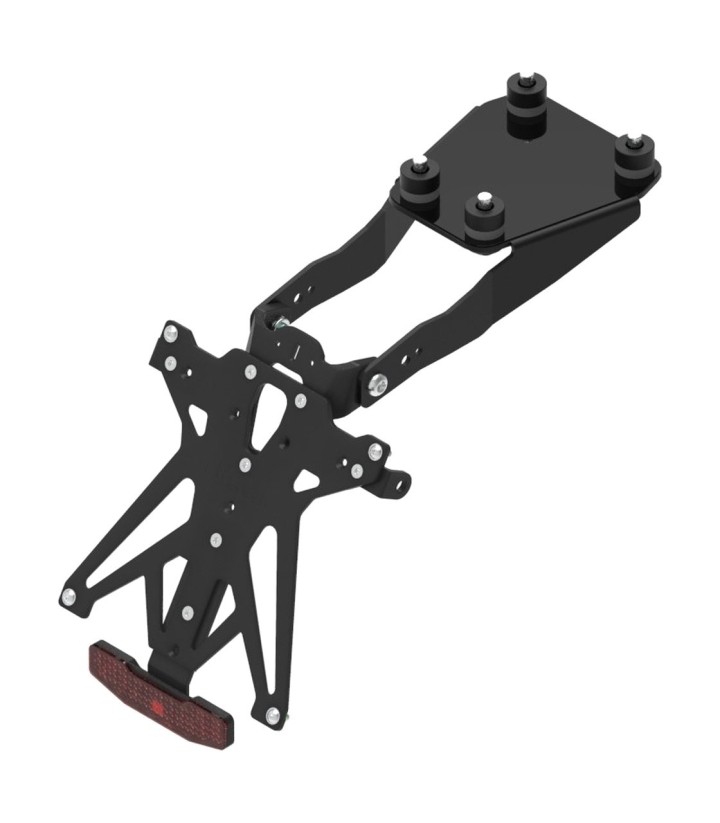 Support de Plaque Réglable LighTech avec Éclairage LT009, Catadioptre et Support de Clignotants Racing en Noir pour Ducati Monst