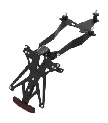 Support de Plaque Réglable LighTech avec Éclairage LT009, Catadioptre et Support de Clignotants Racing en Noir pour Fantic Cabal