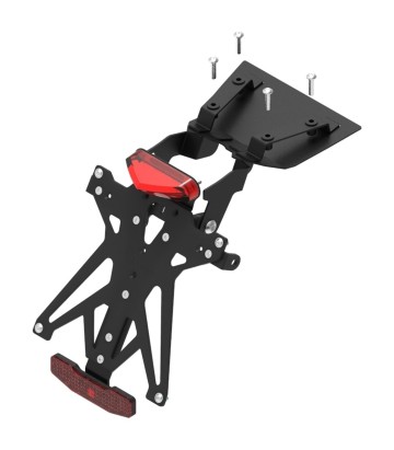 Suporte de Matrícula Regulável LighTech com Luz LT008, Refletor e Suporte de Piscas Racing em Preto para Honda NC 700 D Integra,