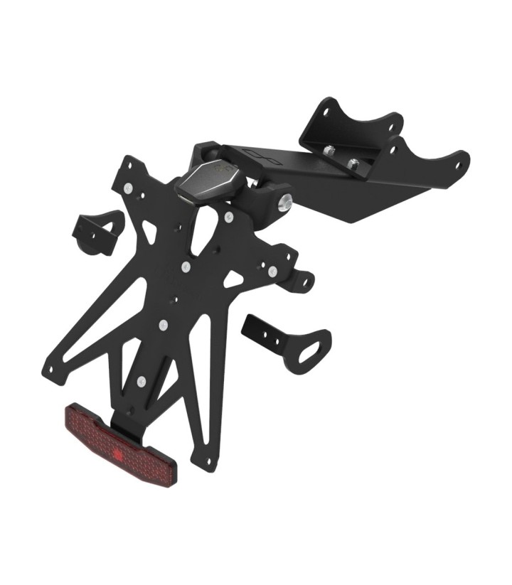 Support de Plaque Réglable LighTech avec Éclairage LT009, Catadioptre et Support de Clignotants Racing en Noir pour Honda CBR 10