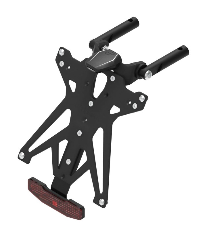 Portatarga Regolabile LighTech con Luce LT009 e Catarifrangente in Nero per Kawasaki ZX 10 R (11-15)