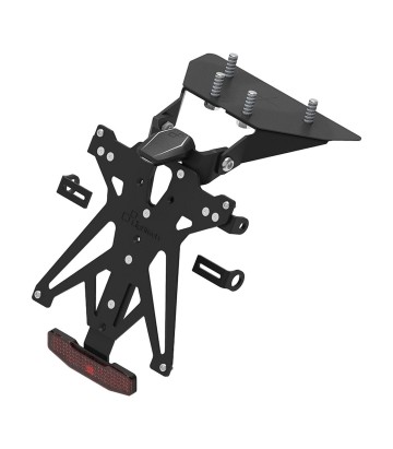 LighTech Adjustable Licence Plate Holder with Light, Reflector and Racing Indicator Mounts in Black for Moto Morini X-Cape 650 (