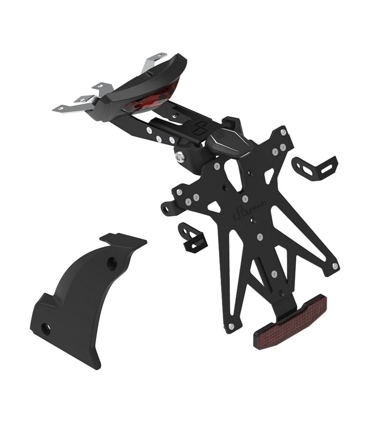 Support de Plaque Réglable LighTech avec Éclairage, Catadioptre, Protection de Bras Oscillant et Support de Clignotants Racing e