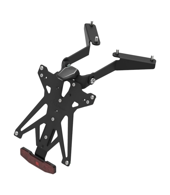 Portamatrículas Regulable LighTech con Luz LT009 y Catadióptrico en Negro para Yamaha TMAX 530 (12-16)