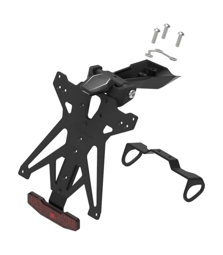 Verstelbare Kentekenplaathouder LighTech met LT009 Verlichting en Reflector in Zwart voor Yamaha YZF R1 (15-25)