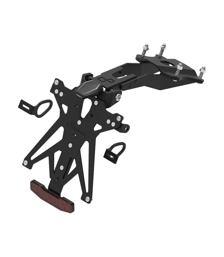 Verstellbarer Kennzeichenhalter LighTech mit LT009 Beleuchtung und Reflektor in Schwarz für Yamaha MT 09 (21-24)
