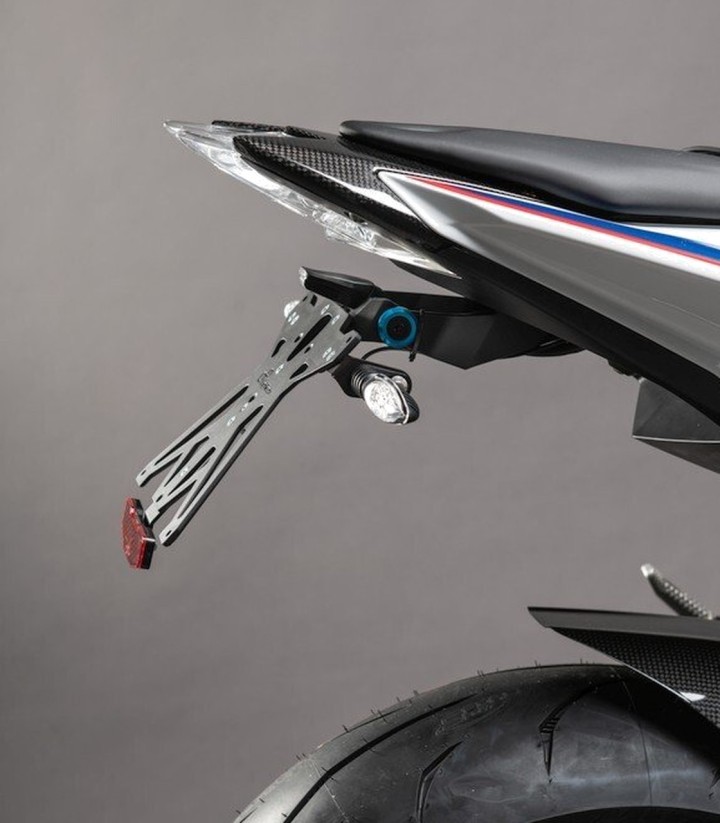 LighTech Adjustable Licence Plate Holder with Racing Indicator Mounts in Black for BMW HP4 (09-18), S 1000 R (14-19), S 1000 RR