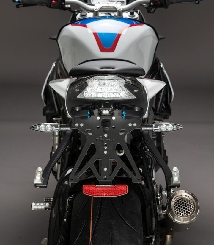 Verstellbarer Kennzeichenhalter LighTech mit Halterung für Racing-Blinker in Schwarz für BMW HP4 (09-18), S 1000 R (14-19), S 10