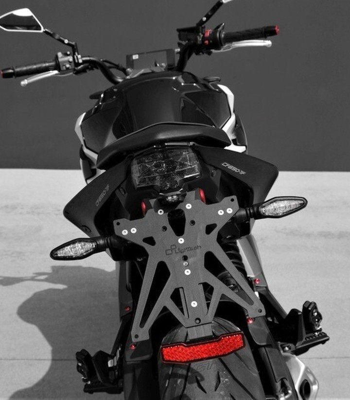 LighTech Adjustable Licence Plate Holder in Black for CFMOTO NK 650 (21-24)