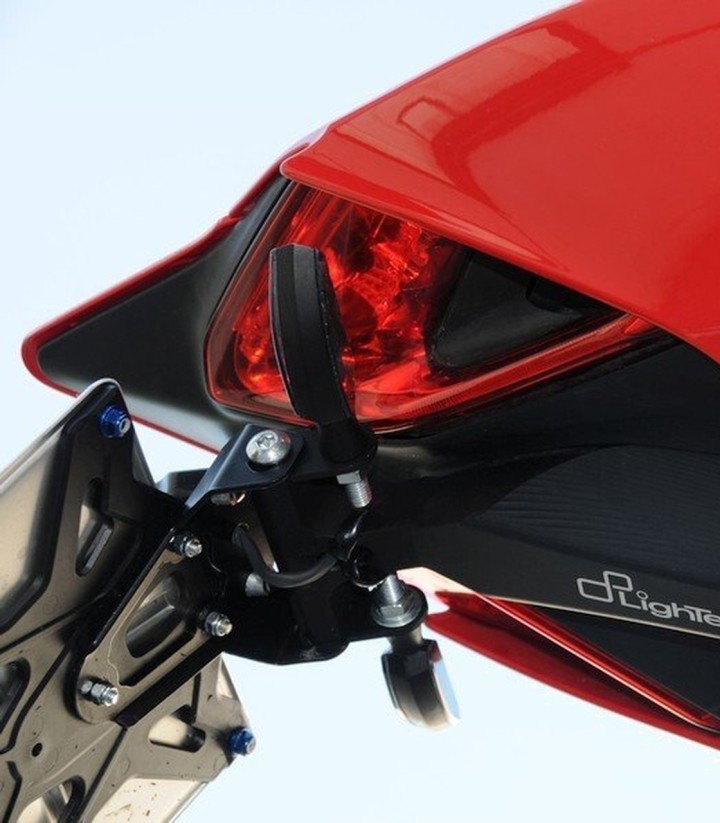 Verstellbarer Kennzeichenhalter LighTech mit Halterung für Racing-Blinker in Schwarz für Ducati 1199/1299/899/959 Panigale (12-1