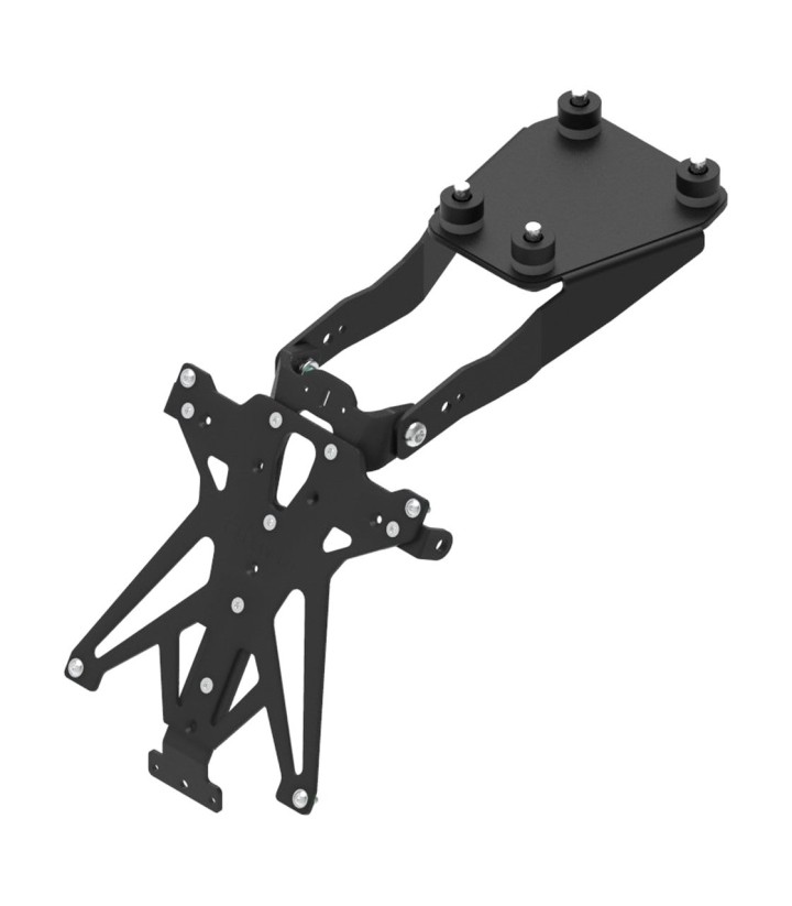 Suporte de Matrícula Regulável LighTech com Suporte de Piscas Racing em Preto para Ducati Monster 1200 (17-21), Monster 796 (17-