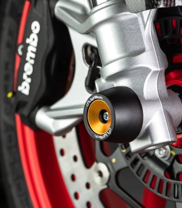Protezioni perno ruota LighTech anteriori e posteriori in color oro per Aprilia RS 660 (20-24), Tuono 660 (20-24)
