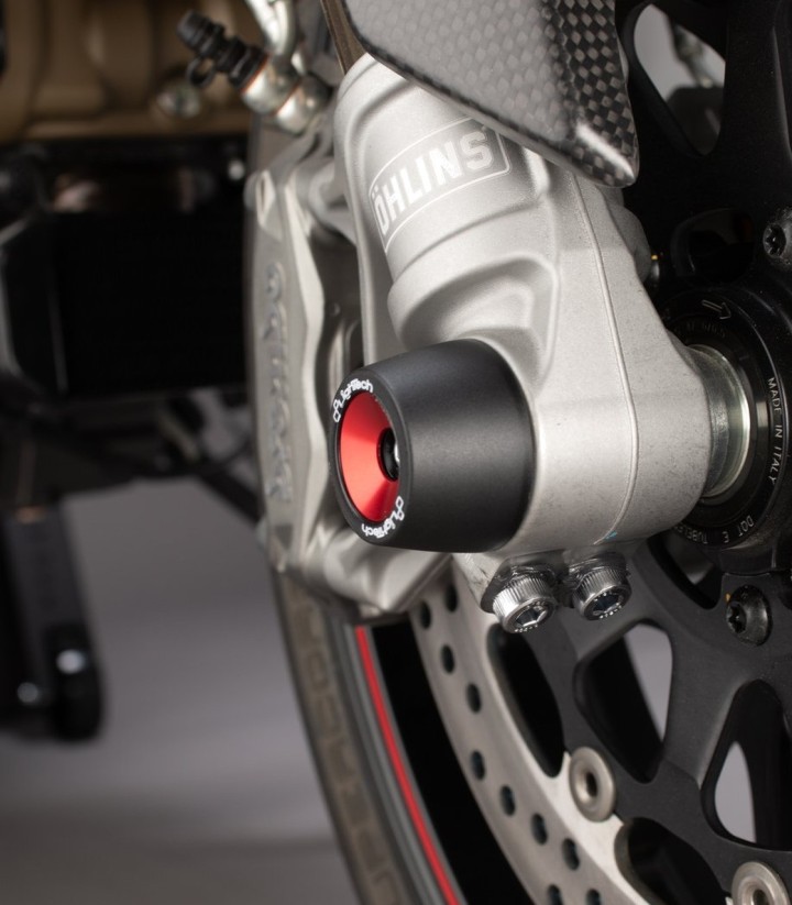 Protections d’axe de roue avant LighTech rouges pour plusieurs modèles Ducati