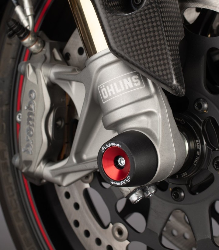 Protections d’axe de roue avant LighTech rouges pour plusieurs modèles Ducati