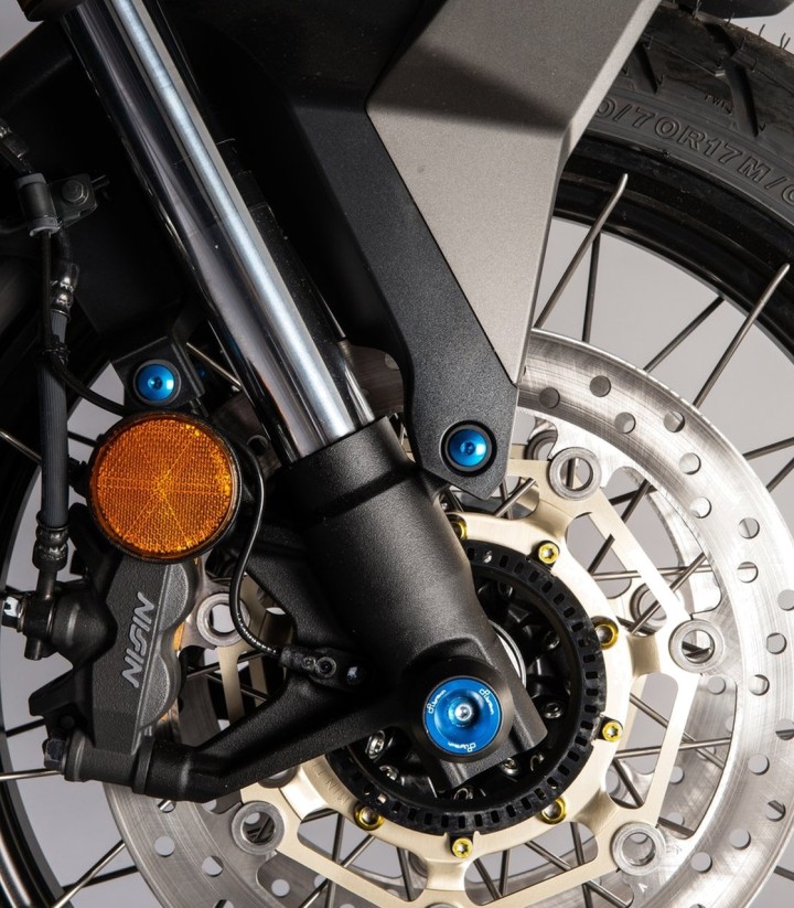 Protetores de eixo LighTech dianteiros e traseiros em azul-cobalto para Honda X ADV 750 (17-24)