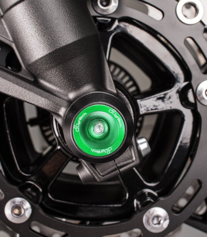 Protections d’axe de roue avant et arrière LighTech vertes pour Kawasaki Z 900 (17-24)