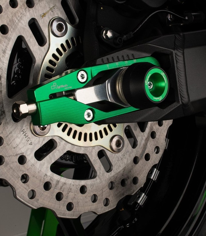 Protections d’axe de roue avant et arrière LighTech vertes pour Kawasaki Z 900 (17-24)