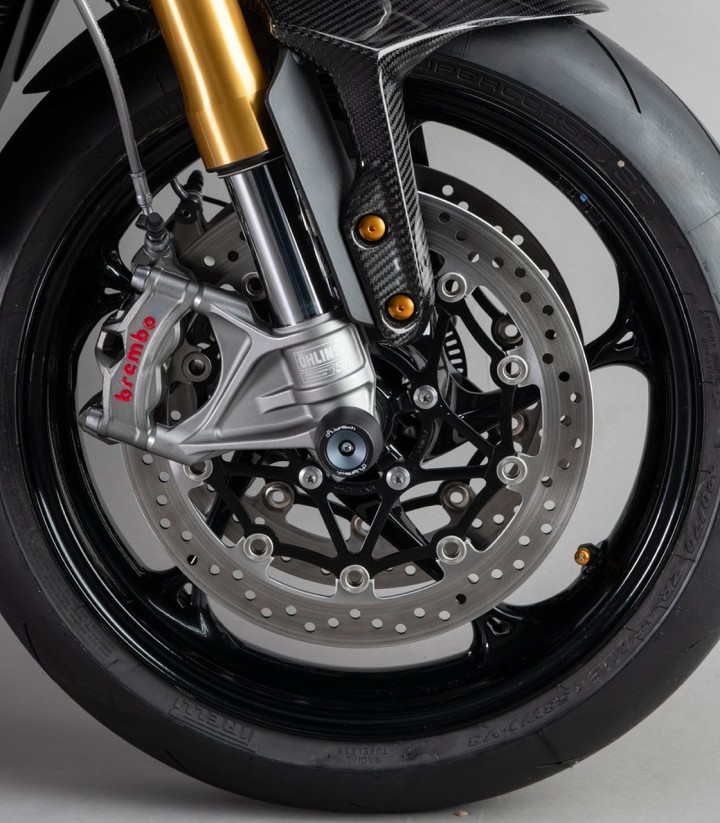 Protetores de eixo LighTech dianteiros em vermelho para Triumph Speed Triple 1200 (22-23)