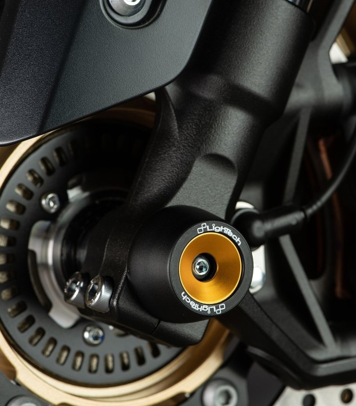 Protezioni perno ruota LighTech anteriori e posteriori in color oro per Yamaha TMAX 530 (12-23), TMAX 560 (20-23, 25-26)