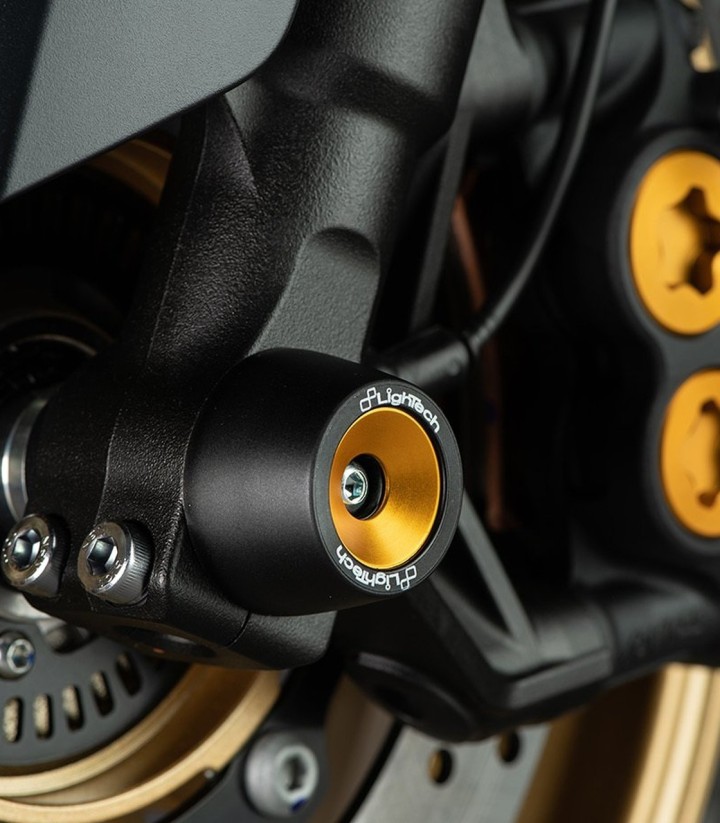 Protezioni perno ruota LighTech anteriori e posteriori in color oro per Yamaha TMAX 530 (12-23), TMAX 560 (20-23, 25-26)