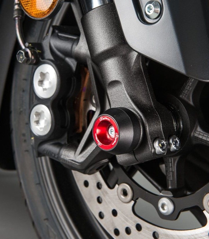 Protetores de eixo LighTech dianteiros e traseiros em vermelho para Yamaha TMAX 530 (12-23), TMAX 560 (20-23, 25-26)
