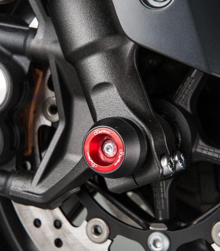 Protezioni perno ruota LighTech anteriori e posteriori in rosso per Yamaha TMAX 530 (12-23), TMAX 560 (20-23, 25-26)