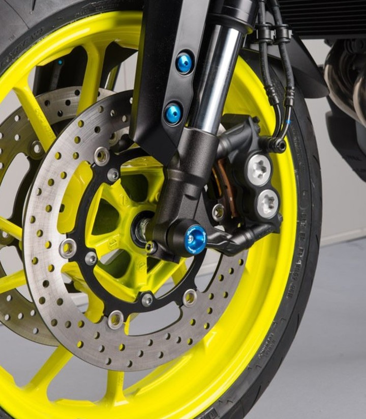 LighTech Axle Sliders Front and Rear in Cobalt Blue for Yamaha MT 09 (17-20), MT 09 Tracer (17-20)