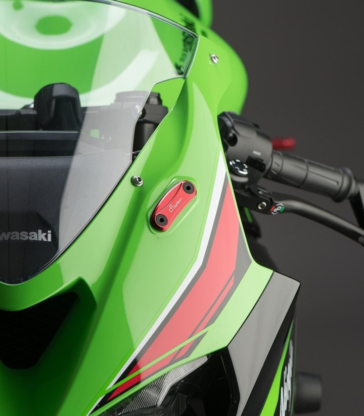 LighTech Mirror Block-Off Plates in Red for Kawasaki ZX 6 R (09-12)