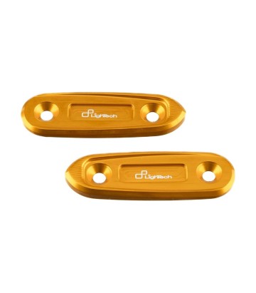 Tampas de espelho retrovisor LighTech em dourado para Yamaha YZF R3 (19-24)