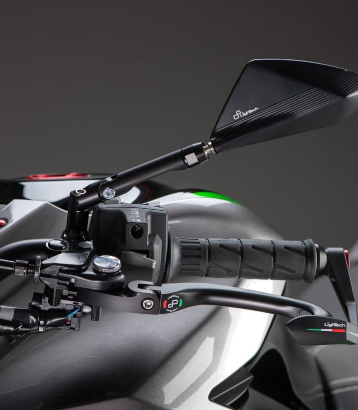 LighTech spiegelset met schroefdraad M10 x 1,25 (2 rechts en 1 links) in zwart voor diverse modellen van Ducati, Honda en KTM