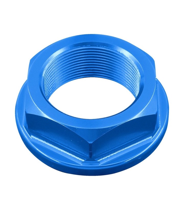 LighTech Steering Stem Nut M25 x 1 in Cobalt Blue for several Kawasaki and Triumph models