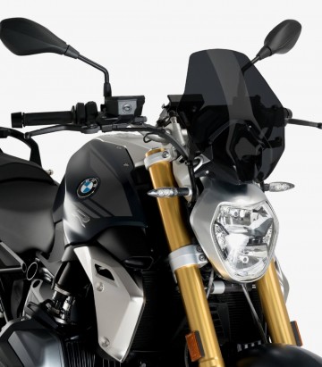 BMW R1250R (2018 - 2022) without OEM BMW bracket Puig New Generation Sport Dark smoked Windshield 3624F