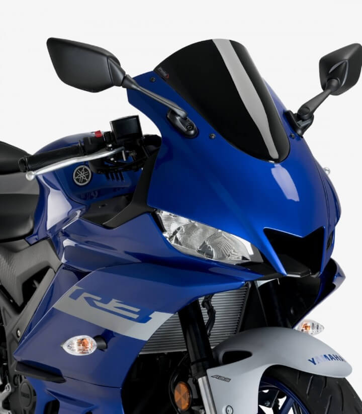 Windschild Puig R-Racer Yamaha YZF-R3 (19-26) Schwarz 3737N