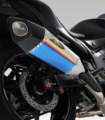 Escape Yoshimura R-11SqR Titanio azul con colectores de titanio para Suzuki GSX 1300 R Hayabusa (21-23) 110-592-a16g1