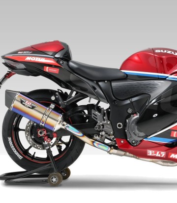 Escape Yoshimura Hepta Force Titanio azul con punta de acero para Suzuki GSX 1300 R Hayabusa (21-25) 110-592-a06c0