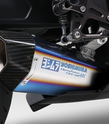 Escape Yoshimura Hepta Force Titanio azul con punta de acero para varios modelos de Kawasaki 150-247-a26g0