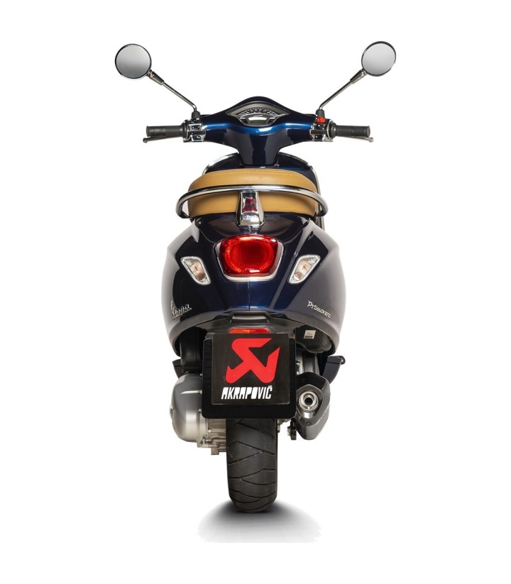 Zwarte Akrapovič-uitlaat voor Vespa Primavera 125/150, Sprint 125/150 (21-22) S-VE125SO3-HZBL