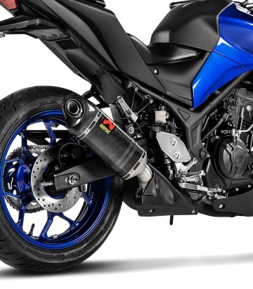Scarico Akrapovič in carbonio per Yamaha MT 03 320 (16-21), YZF R25 (14-21), YZF R3 (15-21) S-Y2SO16-HAPC/1