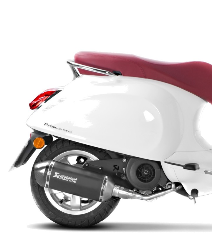 Akrapovič Racing Auspuff in Schwarz für Vespa Primavera 125/150 (17-20), Sprint 125/150 (17-20) S-VE125R2-HZBL