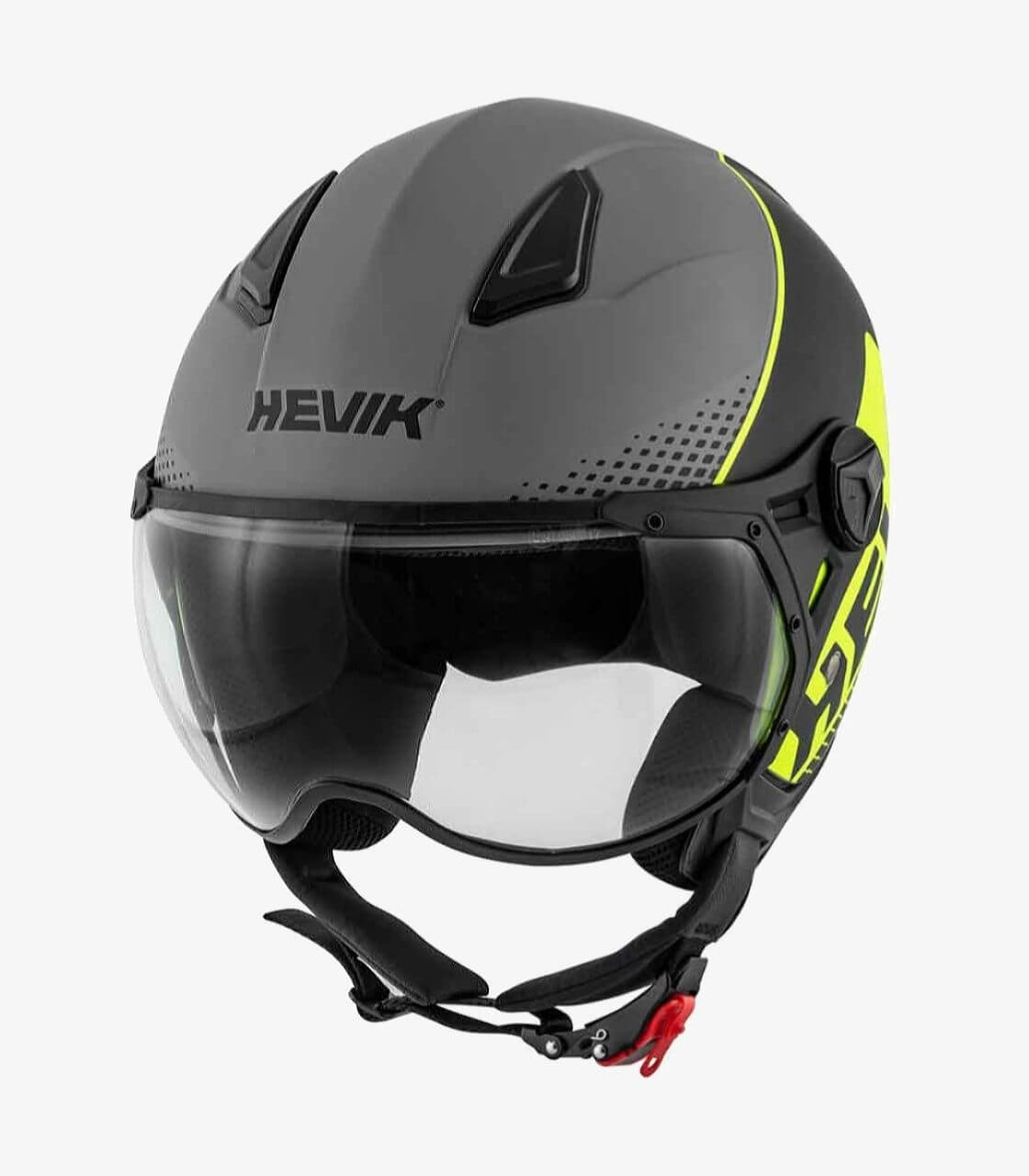 yellow open face helmet