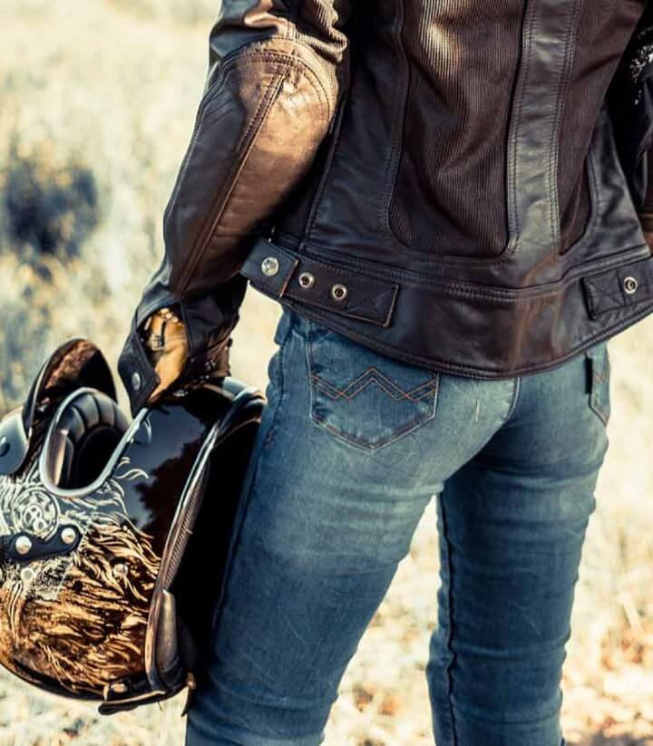 Damen-Motorradjeans By City Camaleon Denimblau