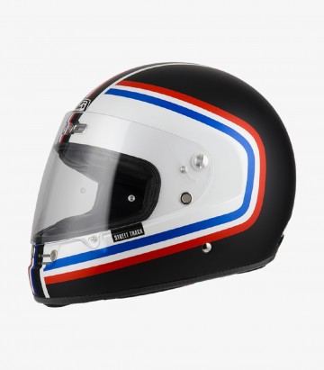 Integralhelm NZI Street Track 4 Sputnik Mattschwarz mit Frankreich-Flagge