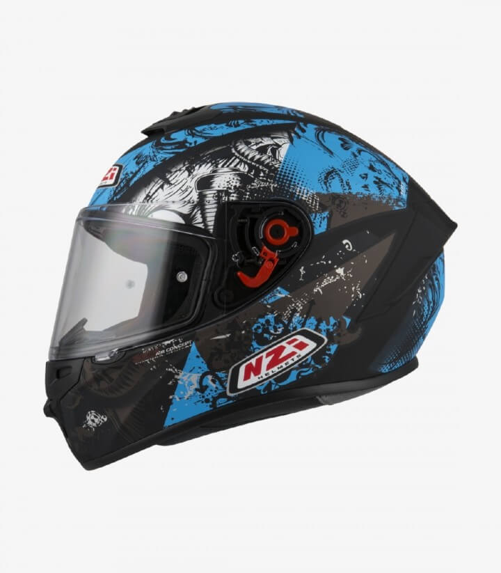 NZI Trendy Jungle Black&Sky Blue Matt Full Face Helmet