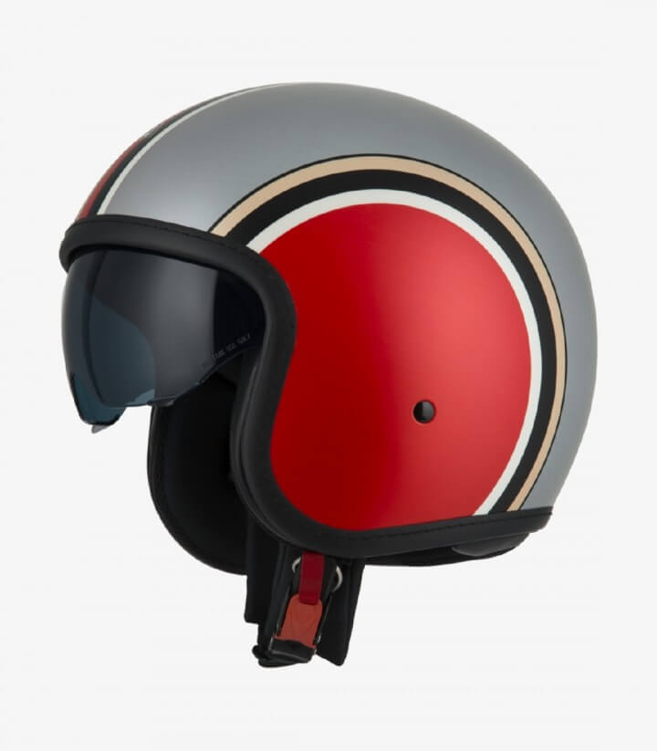 Casco Jet NZI Rolling 4 Sun Diana Rojo y Plata Mate