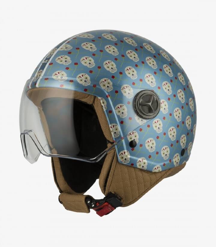 Casco Jet NZI Zeta 2 Optima Flor Azul Mate