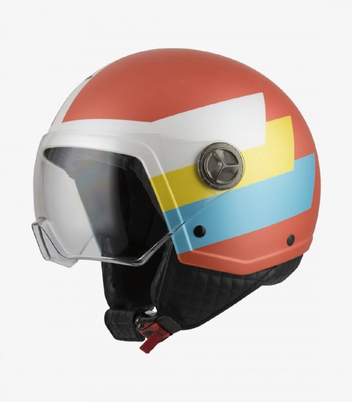 Casco Jet NZI Zeta 2 Optima Bandi Coral y turquesa Mate