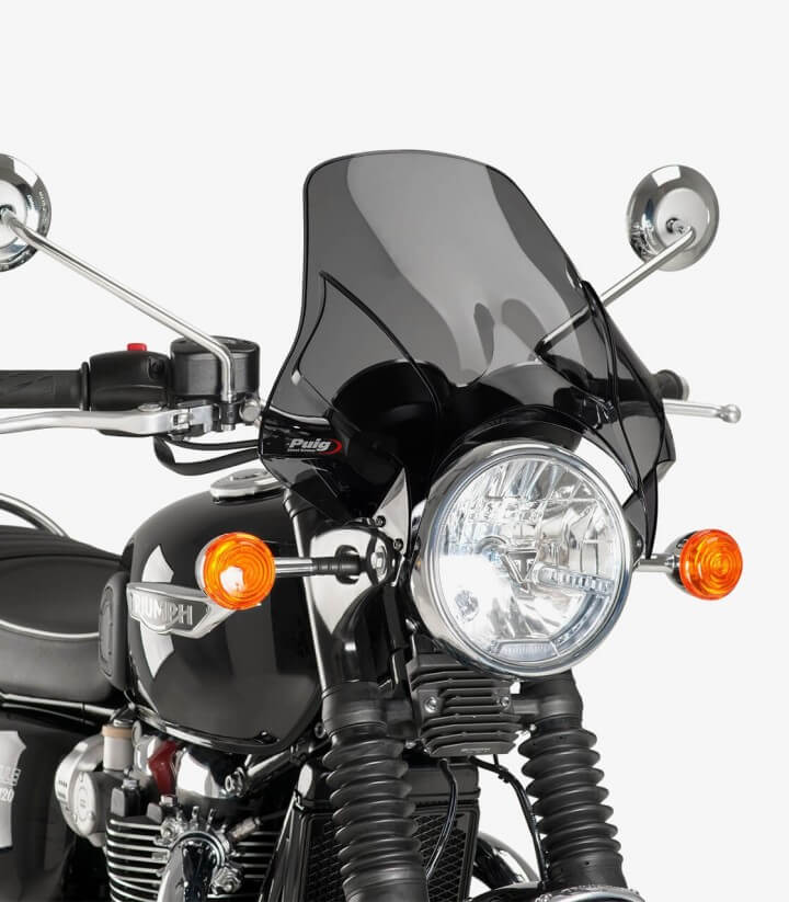 Kurzes Windschild Puig Modell Plus für Rundscheinwerfer in Dunkel getönt 4620F