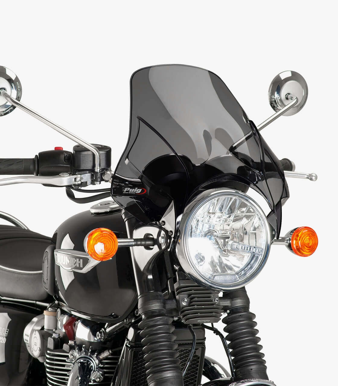Motorbike Motorcycle Windshield Fairing Puig Retro Triumph Bonneville T100 05-18 black-light smoke